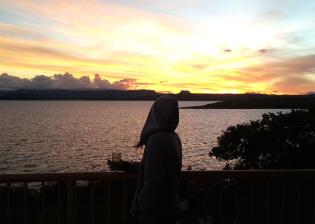 Sterkfontein Dam nature reserve sunset from chalet