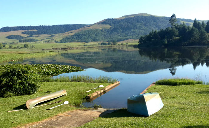 view from front of the boathouse of the bass dam