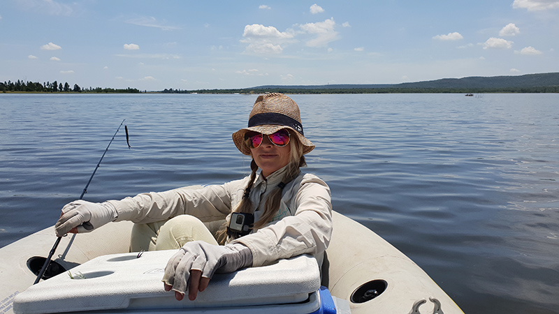 Smiling in the boat at Koster Dam despite the tough conditions