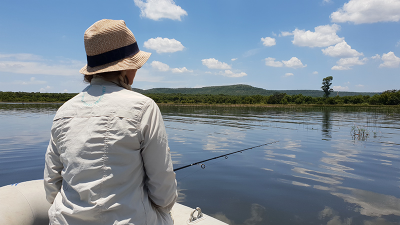 Fishing among the flooded grass at Koster Dam