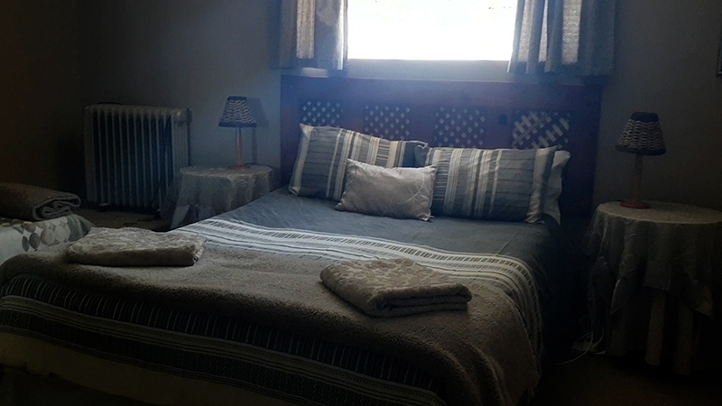 The main bedroom at the Dam Chalet, Little Long Creek