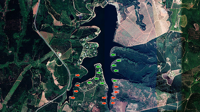 Da Gama Dam fishing map