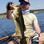 A big bass caught from a kayak at Tolderia