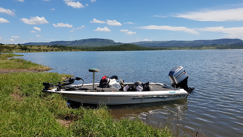 Bass boat at Albert Falls dam launch