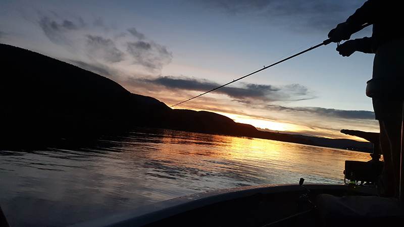 Loskop dam fishing during sunset from our bass boat