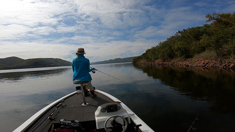 Bass fishing from boat at Loskop Dam