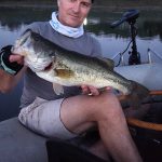 Big bass caught at night at Stanford Lake Lodge